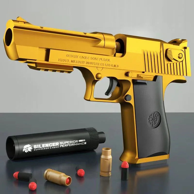 GoldStorm X – Pistola Educativa de Juguete con Expulsión Real y Balas de Espuma Suave